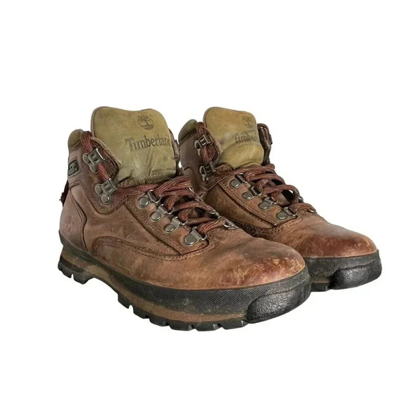Timberland Boots Women’s 9M Euro Hiker Brown FULL GRAIN LEATHER Ankle Hiking - Picture 6 of 11